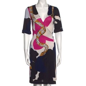 Diane Von Furstenberg (DVF) Silk Snake Print Wrap Dress